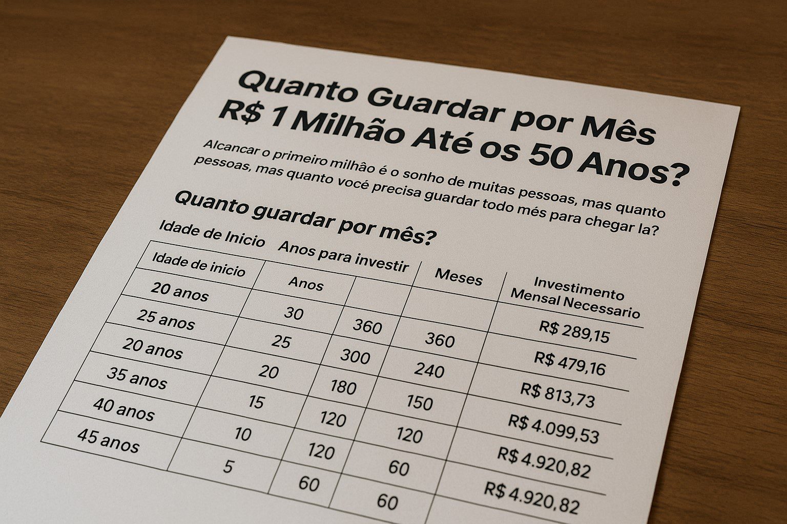 Quanto Guardar por Mês para Ter R$ 1 Milhão